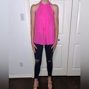Dina+Be Hot Pink Halter Top Blouse